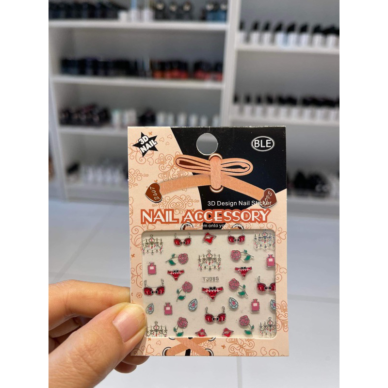 ST.218 สติกเกอร์ติดเล็บ ลาย3D ❤️❤️ พร้อมส่งในไทย รหัส TJ095