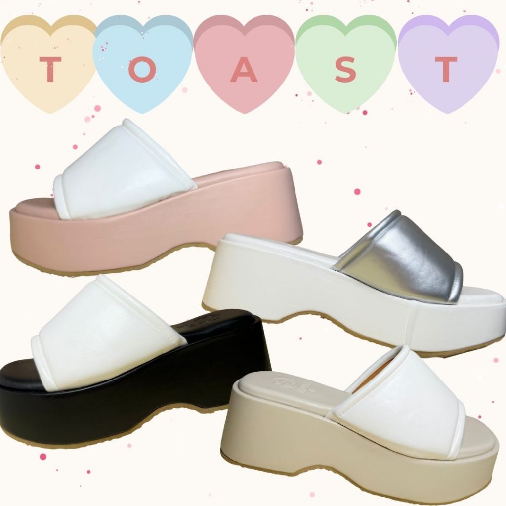 TOAST size 36-45 รองเท้าส้นตึก พื้นนุ่ม ทูโทน ใส่สบาย นุ่มนิ่ม
