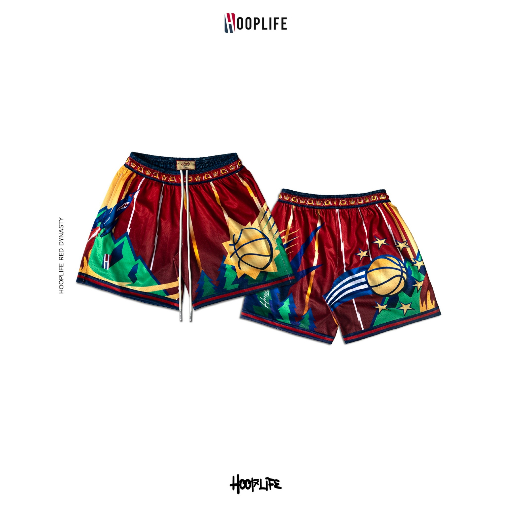 กางเกงขาสั้น แนวสตรีท บาสเก็ตบอลHooplife " Red Dynasty " Mesh SHORTS