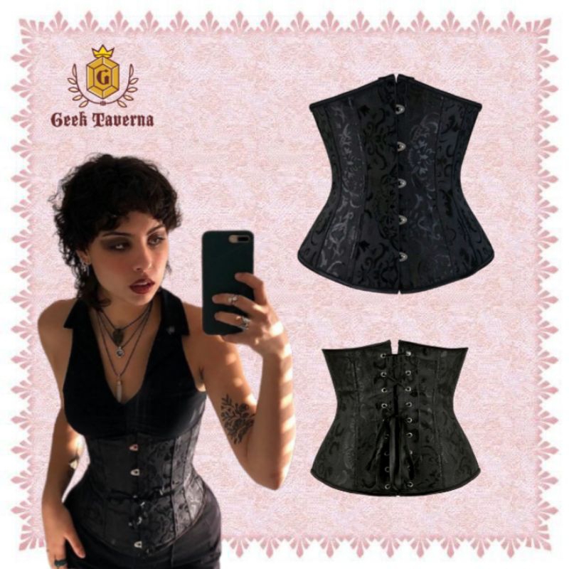 พร้อมส่ง 2 สี corset คอร์เซ็ทรัดเอว 5 ตะขอ คอร์เซ็ทแฟชั่นสไตล์โกธิค เข็มขัดรัดเอว