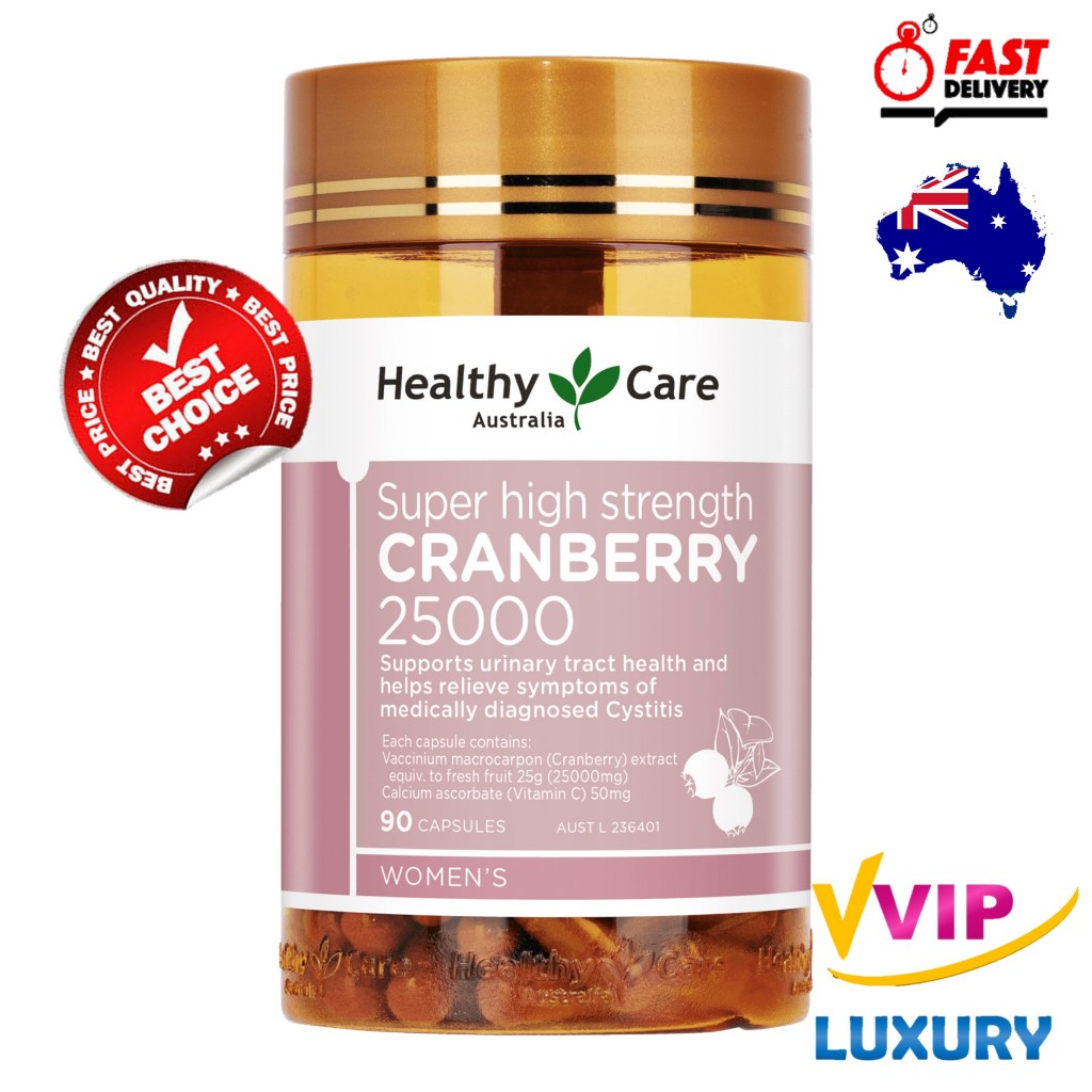 exp.04/2028 กระเพาะปัสสาวะอักเสบ Healthy Care Super Cranberry 25000 90 Capsules