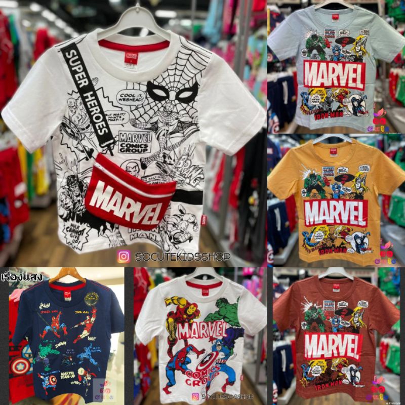 เสื้อเด็กสไปเดอร์แมน กัปตันอเมริกา ฮัค เสื้อยืดเด็กซุปเปอร์ฮีโร่ ลิขสิทธิ์แท้มาเวล MS05