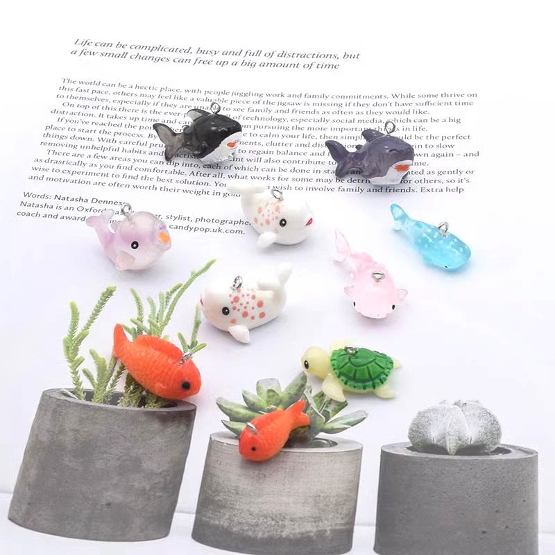 2pcs DIY jewelry accessories resin ocean style spotted shark whale homemade phone case earrings keyc