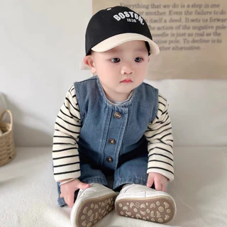 🧢พร้อมส่ง👲🏻หมวกแก็ปเด็ก Boston ปีกสั้น น่ารักมากๆ ทรงสวย มีสายปรับขนาด