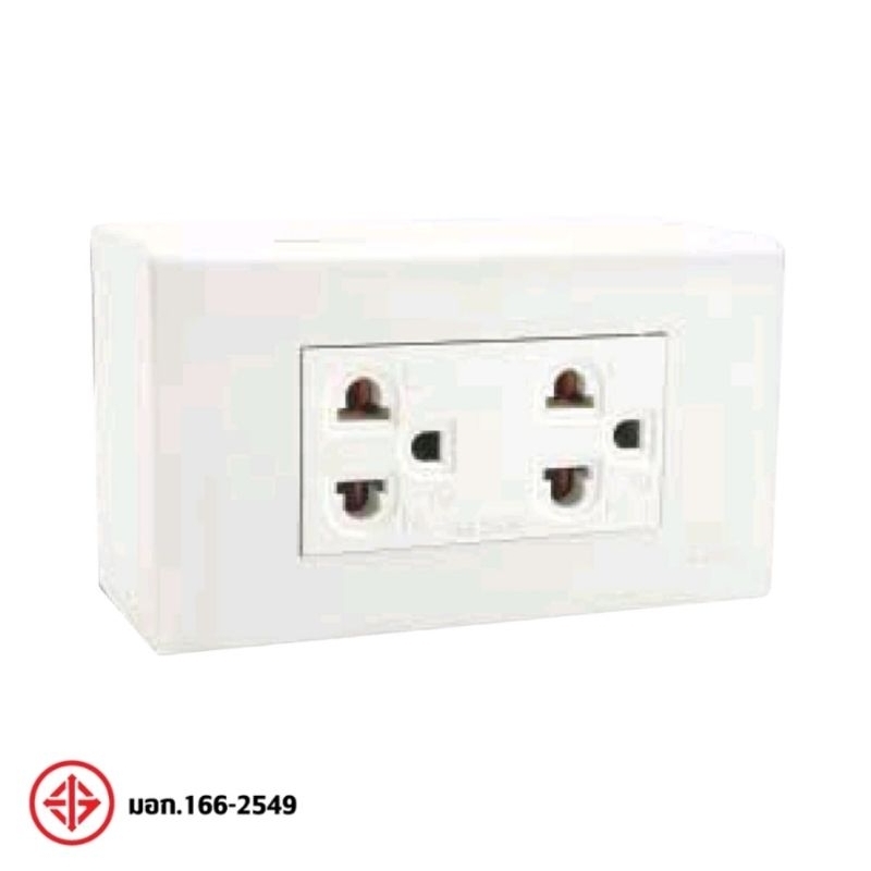 CS55-bwชุดฝา NANO 3 ช่อง 1 ปลั๊กกราวด์คู่ และบล็อกลอยขนาด 2*4นิ้ว

