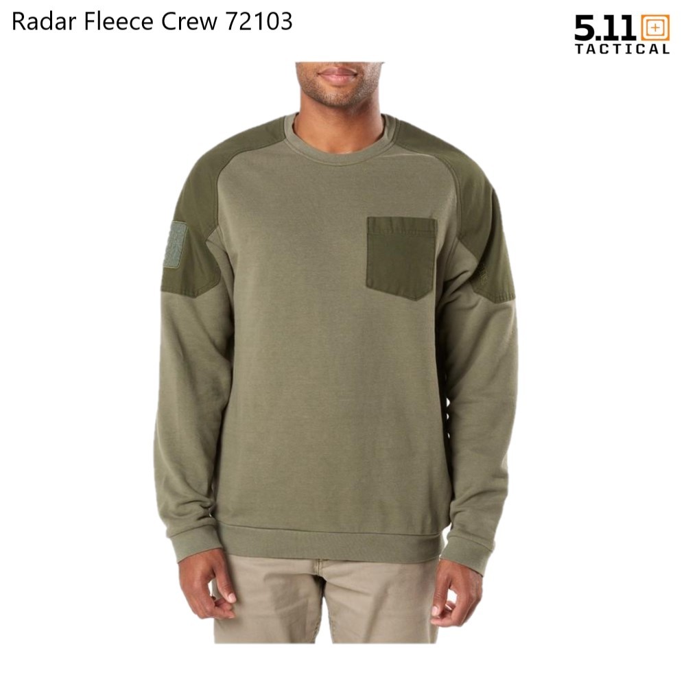 โปร 5.11 Tactical Radar Fleece Crew 72103 เสื้อผ้าฝ้ายผสมโพลีเอสเตอร์ เพื่อความอบอุ่น ติดเครื่องหมายที่แขนเสื้อได้