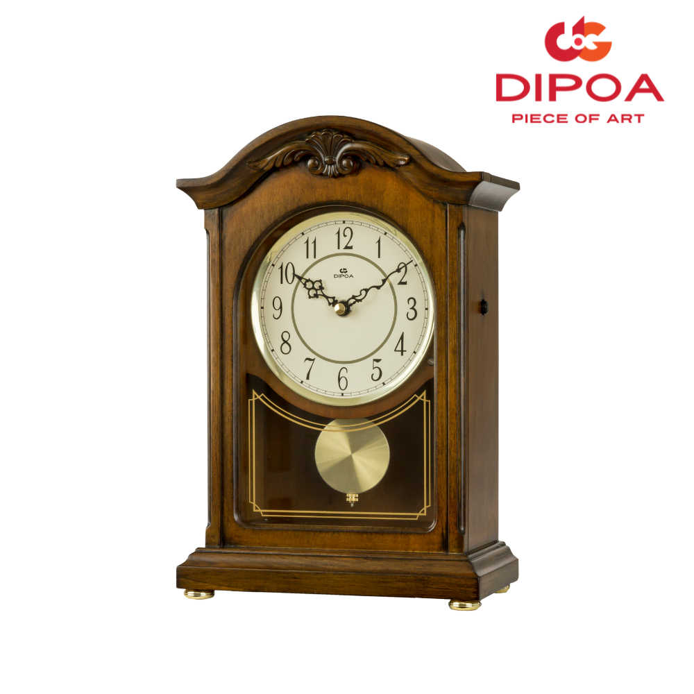 DIPOA นาฬิกาตั้งโต๊ะ ดิพอว์ รุ่น SP101DB นาฬิกาโบราณ นาฬิกาลูกตุ้ม เสียงระฆัง เสียงดนตรี ตุ้มแกว่ง ดีไซน์เรียบหรู
