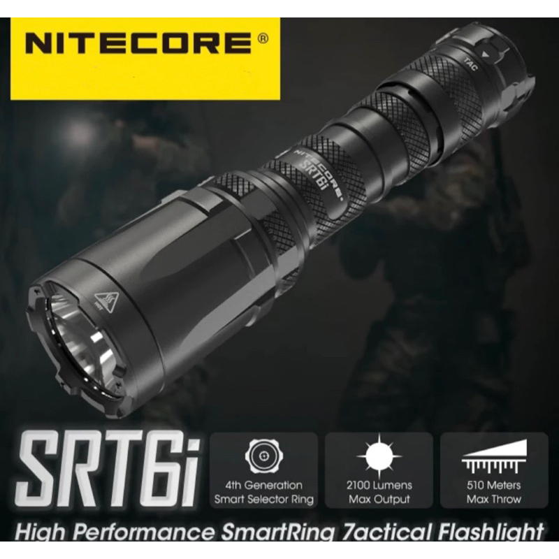 พร้อมส่ง NITECORE SRT6i Smartring ไฟฉายกล2100 Lumens ไฟฉายมือเดียว USB-C ไฟฉายชาร์จไฟได้,แบตเตอรี่ Li-Ion