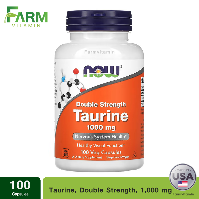 NOW Foods, Taurine, Double Strength, 1,000 mg, 100 Veg Capsules
