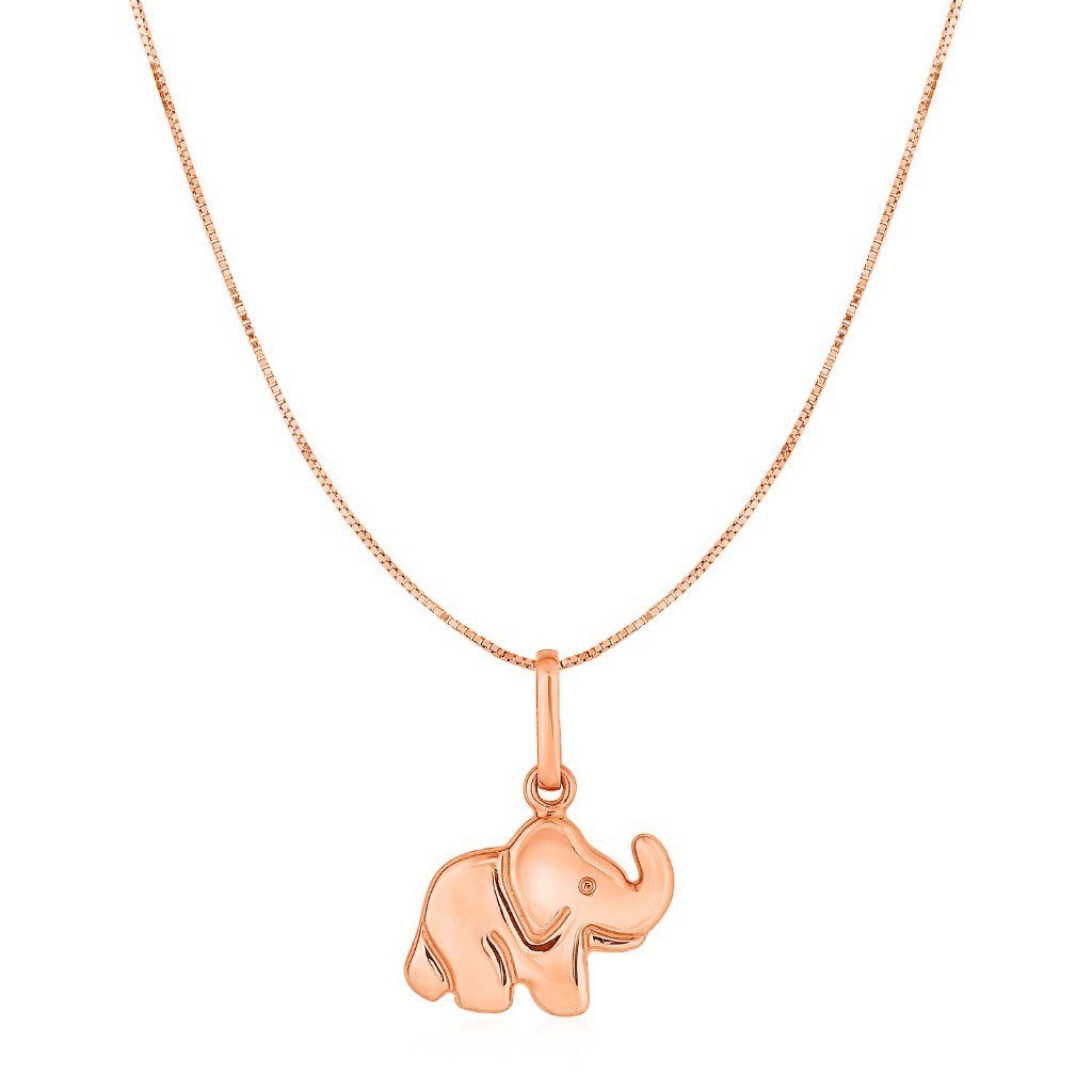 Nathalias NY สร้อยคอพร้อมจี้ช้าง ทองคำโรสโกลด์ 10k Elephant Pendant in 10k Rose Gold