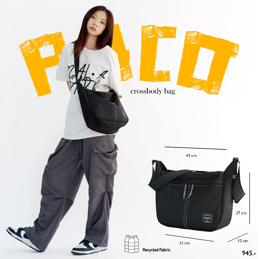 PACO Malabaru Crossbody Bag กระเป๋าสะพาย ผ้ากันน้ำ กระเป๋าทำงานใส่เอกสาร