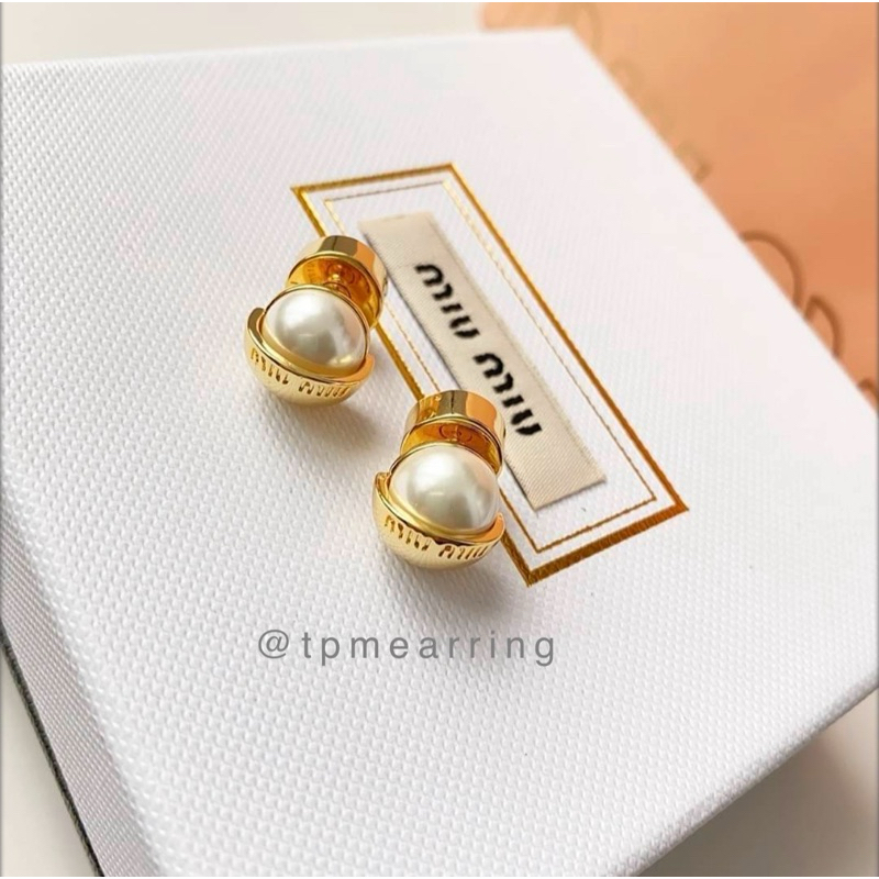 ต่างหูมิว มิว miu miu ก้านเงินแท้ miup