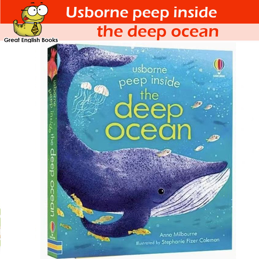 (ใช้โค้ดรับcoinคืน10%ได้)  พร้อมส่ง   หนังสือบอร์ดบุ๊ค Usborne Peep Inside the Deep Ocean Hardcover