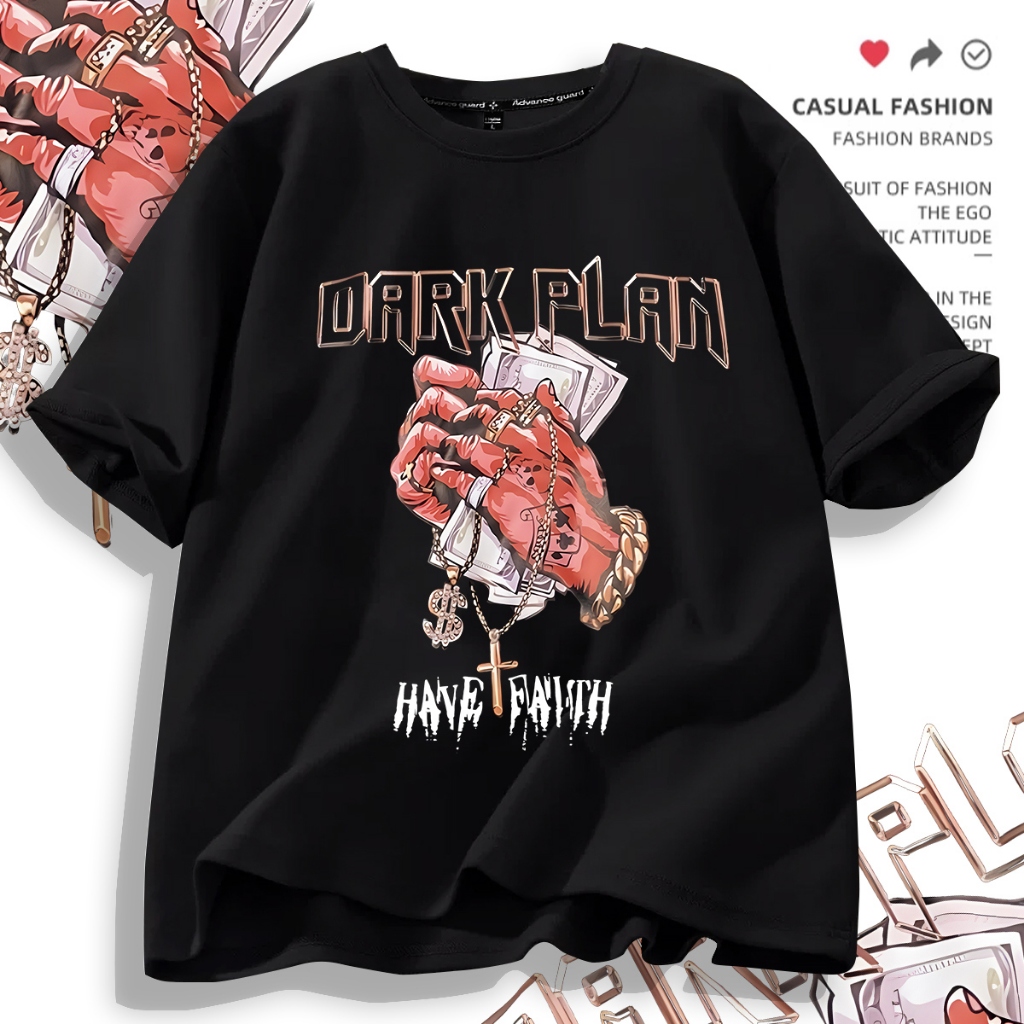 D587เสื้เสื้อยืดแขนสั้ง ผ้านุ่มยืดได้ใส่สบายฯ ลายแฟชั่งสวยน่ารักใส่ได้ทั้งชายและหญิง
