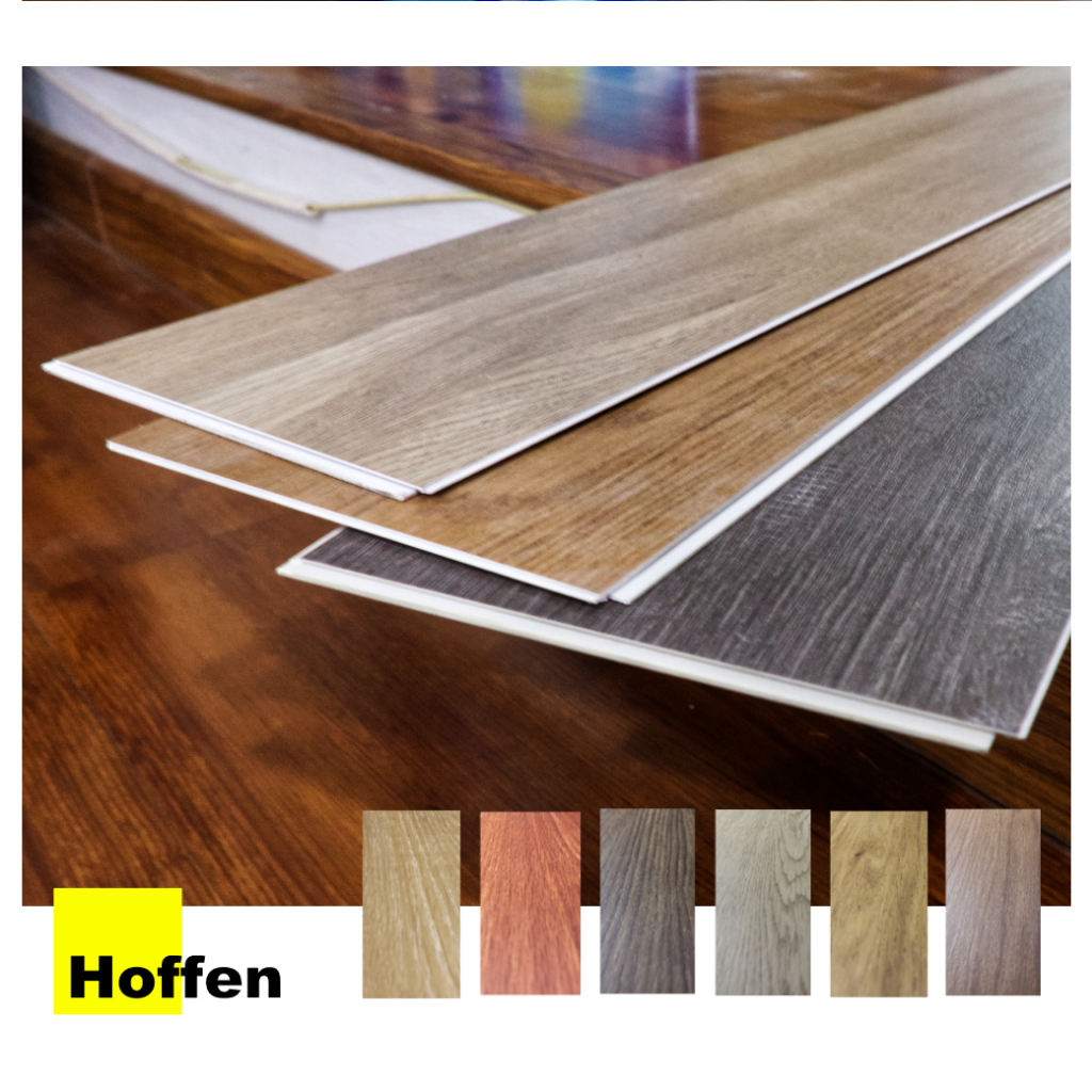 HOFFEN พื้นไม้ SPC หนา 4 มม.กระเบื้องยางไวนิลผสมหิน วัสดุปูพื้น พื้นผิวไม้ธรรมชาติ 12 แผ่น 2.68 ตรม