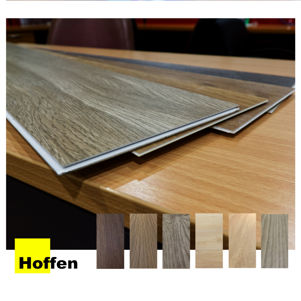 HOFFEN พื้นไม้ SPC หนา 5.5 มม.กระเบื้องยางไวนิลผสมหิน วัสดุปูพื้น พื้นผิวไม้ธรรมชาติ 9 แผ่น 2 ตรม.