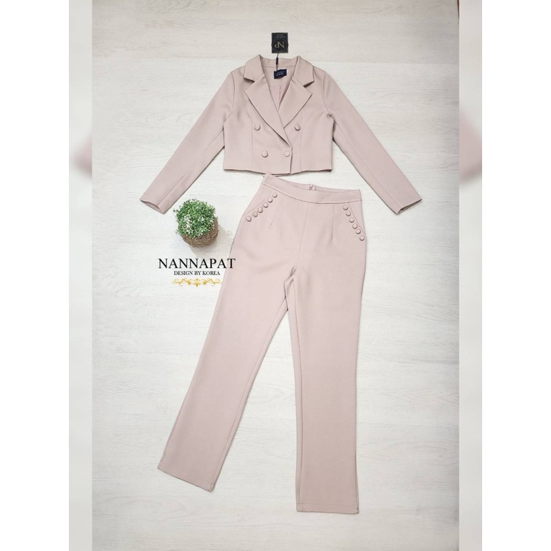 ชุดเซททรงสูท เสื้อสูท+กางเกงขายาว งานป้าย Nannapat