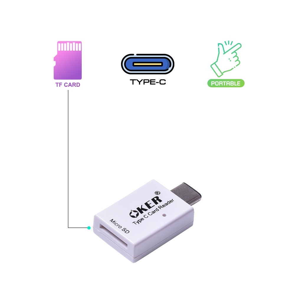 Oker อุปกรณ์อ่าน TF การ์ด TYPE-C รุ่น TC-005