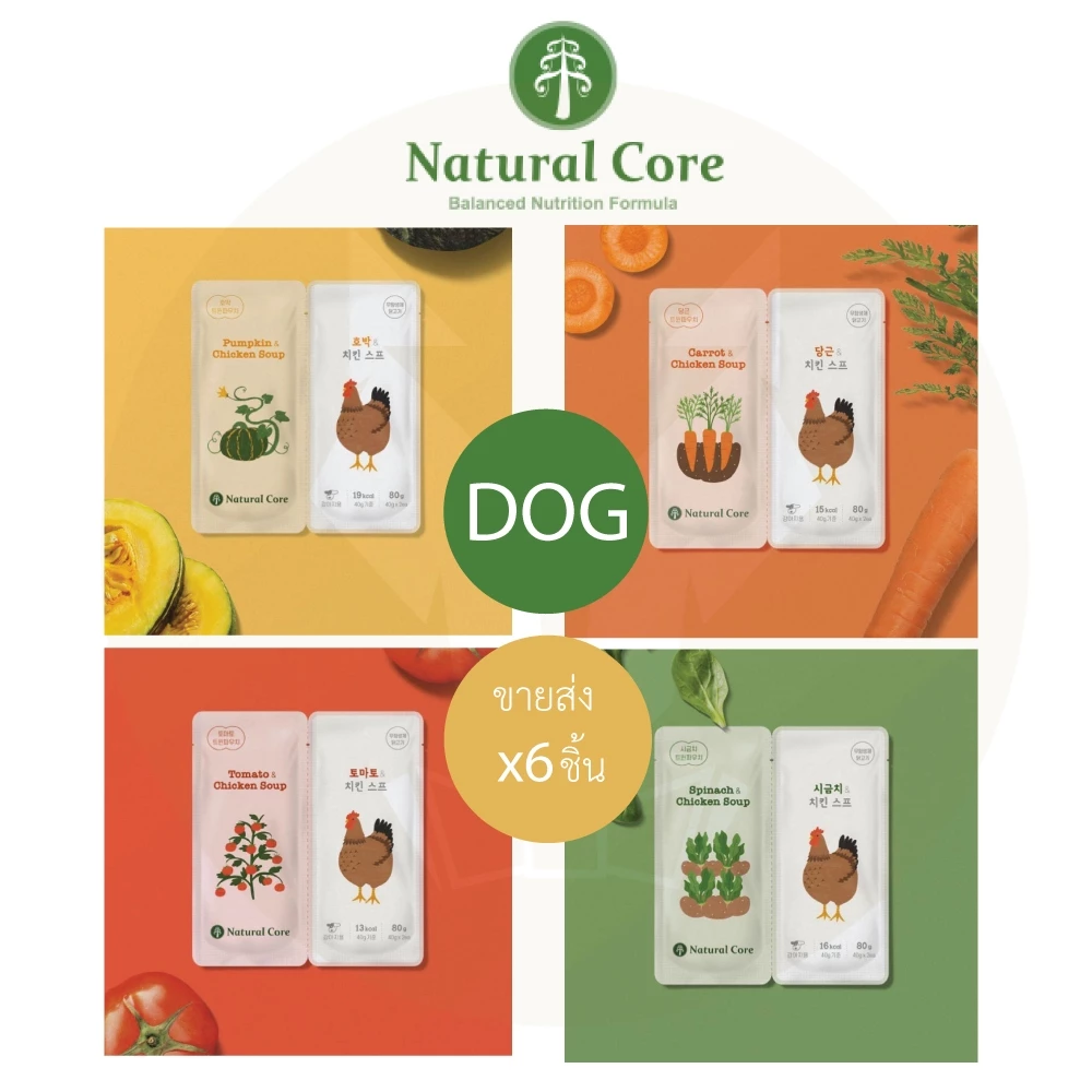 (ขายส่ง6ชิ้น) Natural Core Twin Pouch ซุปอาหารเปียก สำหรับสุนัข นำเข้าจากเกาหลี 🇰🇷