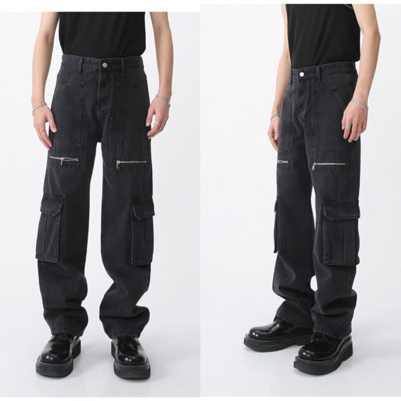 SAMOOM.1st Cargo Black Jeans รุ่น 459 กางเกงยีนส์คาร์โก้สีดำรุ่นใหม่ มาพร้อมดีไซน์แปะกระเป๋าด้านหน้า