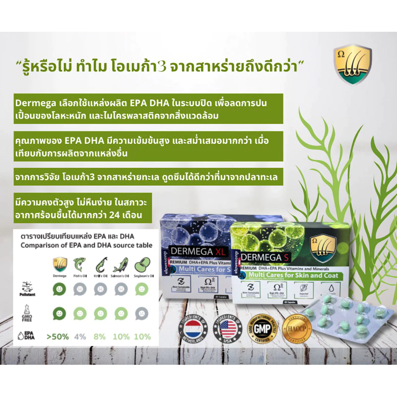 Dermega Omega3 จากสาหร่ายทะเล Algae oil บำรุงขนและผิวหนัง ลดอาการคัน ผิวหนังอักเสบ thumbnail 3