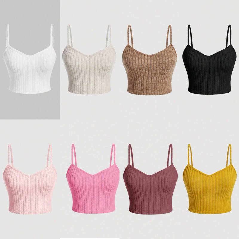 พร้อมส่ง เสื้อกล้ามสายเดี่ยวสีพื้นสาวอวบอ้วน เสื้อครอปสายเดียวสาวอวบอ้วน คอสกู๊ป