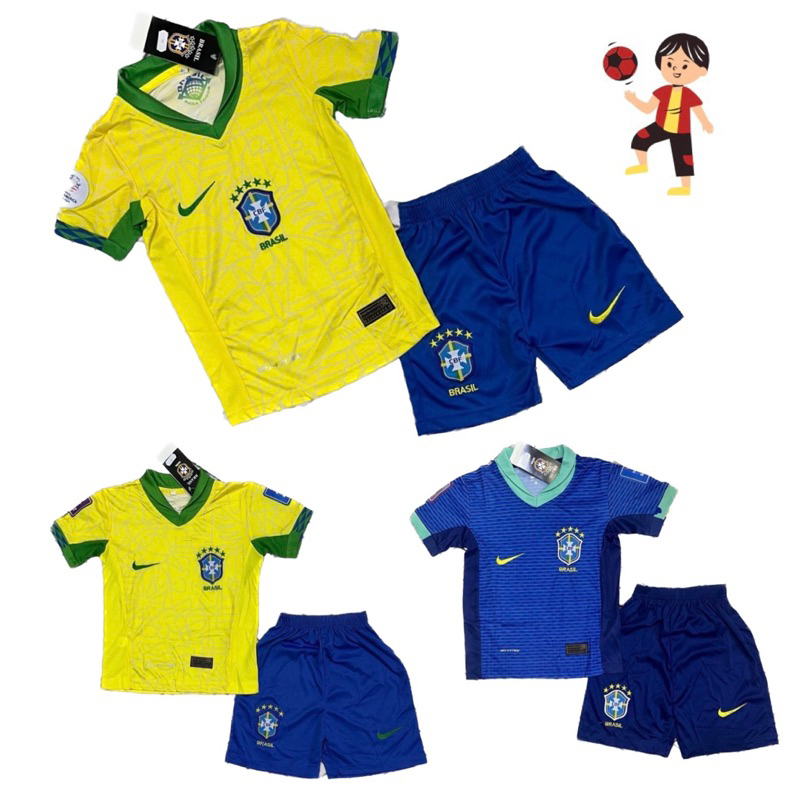 ชุดกีฬาเด็ก! ทีมชาติบรา-ซิล ( เสื้อ + กางเกง) ผ้านิ่ม ใส่สบาย เนื้อไม่บาง ไม่หนามาก ไม่ระคายเคืองผิวเด็ก