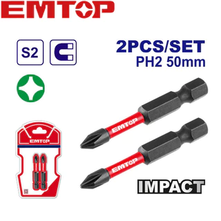 EMTOP ดอกไขควงกระแทก แพ็คละ 2 ชิ้น รุ่น ESBTM5PH250 [ Impact screwdriver bits ]