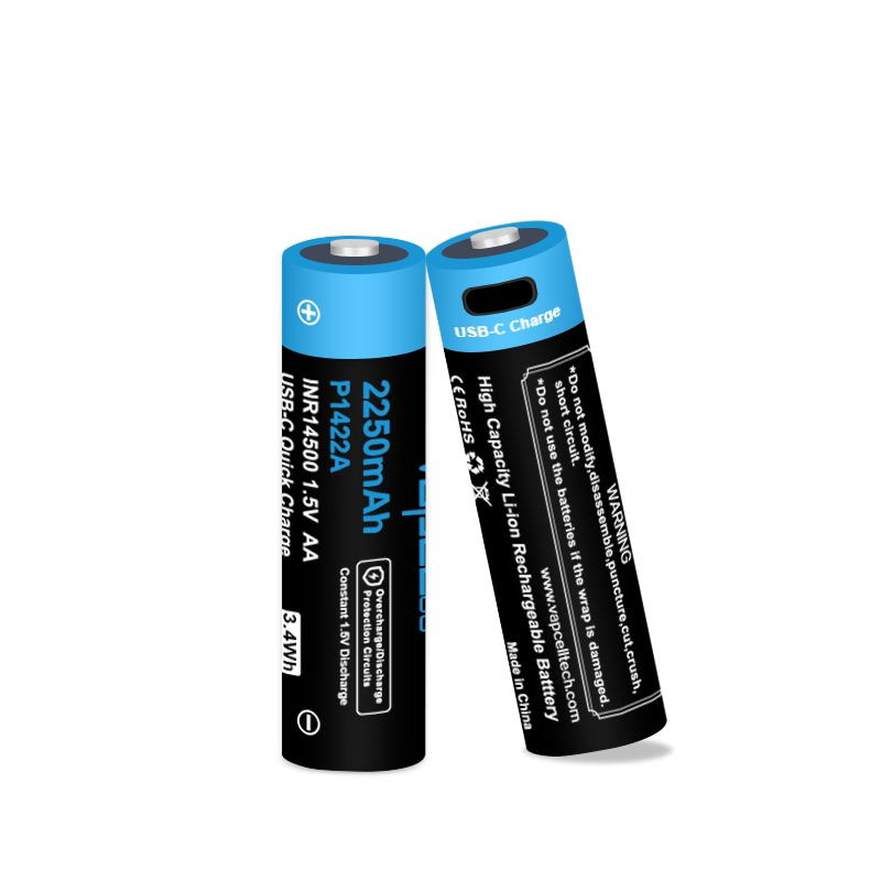 Vapcell 14500 AA P1422A 1.5V  2250mAh Type-C USB(ชุด2ก้อน)ของแท้