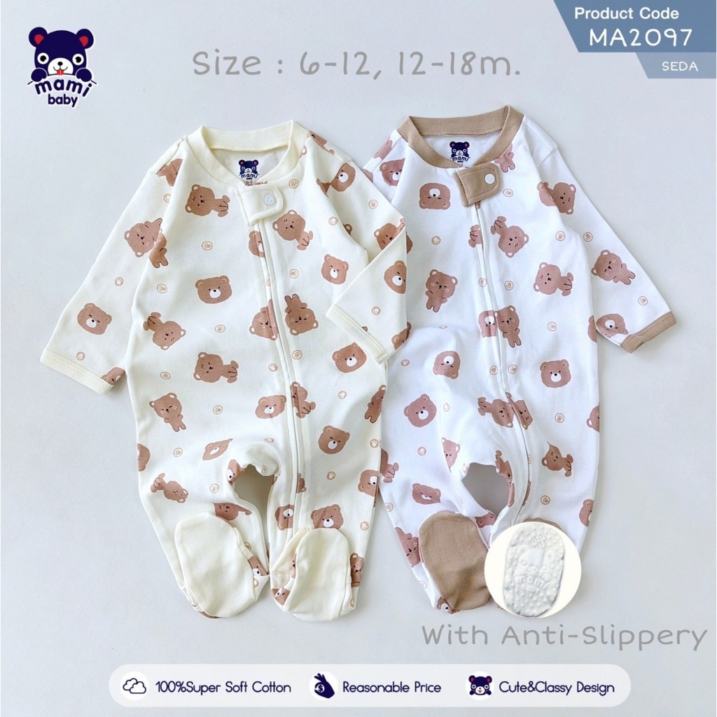 Mami Baby ชุดหมีคลุมเท้า 2-Way Zipper Size: 6-12M 12-18M