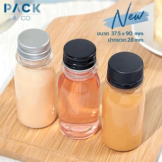 ขวด PET กลม ใส ปาก 28mm. ปริมาตร 50ml (50 ขวด พร้อมฝา ) B009(2)