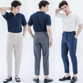 [กางเกงขายดี] BARON COMMON Pants สแล็คขายาวกระบอกเล็ก ขาเต่อ เอวสูง สไตล์เกาหลี