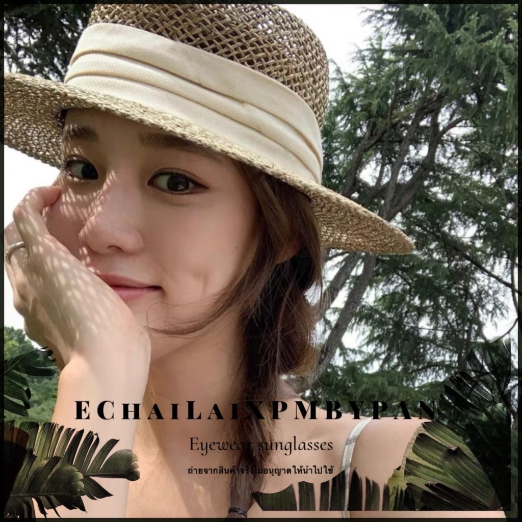 (พร้อมส่งในกทม) รุ่นDro536 รวมหมวกสาน รอบหัว62 ปีก7/34X36cm HAT Luxury 6728 งานไฮเอนด์ เวอร์ชั่นเกาหลี หมวกชายหาด