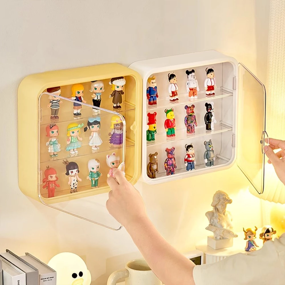 กล่องใส่โมเดล ตู้เก็บตุ๊กตา ชั้นวาง art toy ดีไซน์ติดผนัง ดีไซน์สวยงาม ทันสมัย ซ้อนสามมิติ ประหยัดพื้นที่ 3 ชั้น