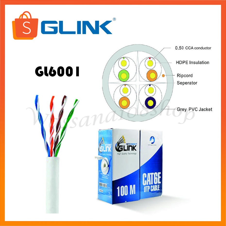 Glink Cable Lan 100M Cat6 (Box) In Door GL6001