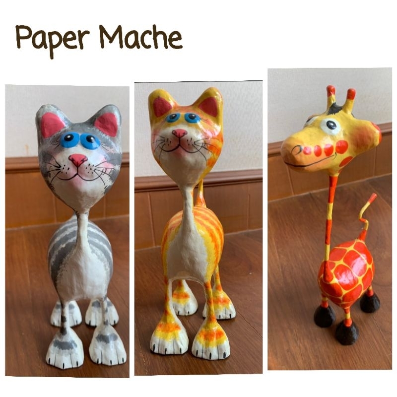 Paper mache Cat : 3 x 8 inchesGiraffe : 3.5 x 11 inches