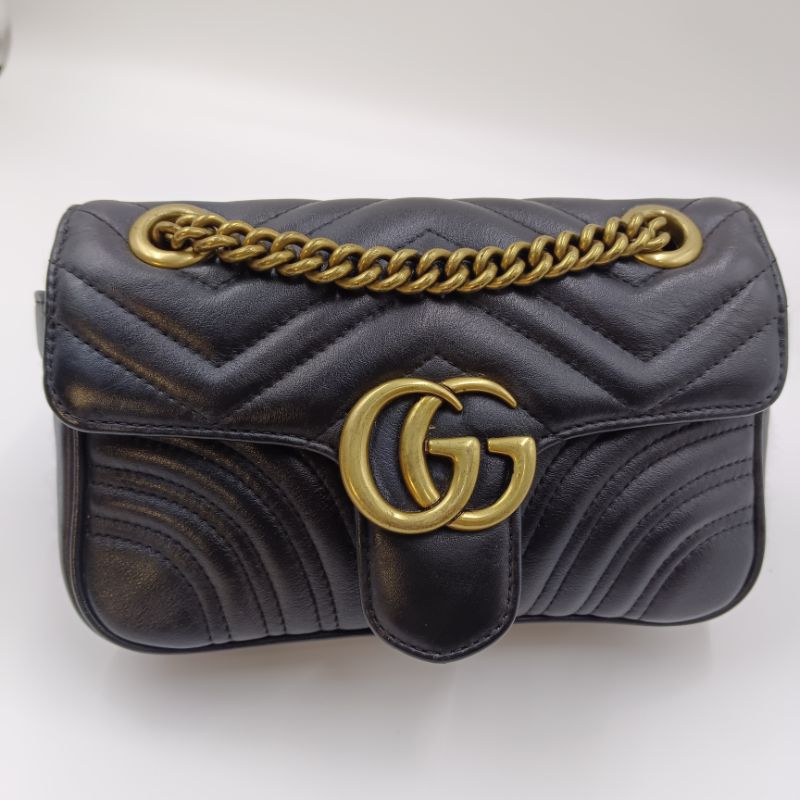 กระเป๋ากุชชี่มาม่อน size 8" หนังแท้  100% #Gucci#marmont มือสอง✅งานลุ้นแท้✅งานคัด✅ งานลุ้นแท้ ✅งานตู้🇰🇷🇯🇵