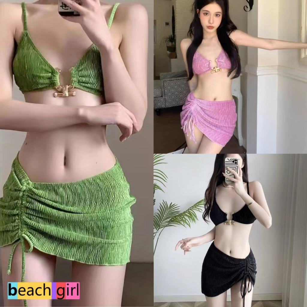 👙บิกินี่ 3 ชิ้น👙 ชุดว่ายน้ำ รุ่นใหม่ sexy ผ้าเนื้อดี 3สี 🚚 พร้อมส่งในไทย #0095