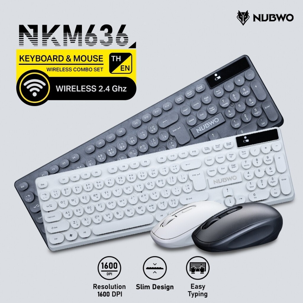 เมาส์และคีย์บอร์ดไร้สาย NUBWO Wireless Combo Set NKM636 (TH/EN)