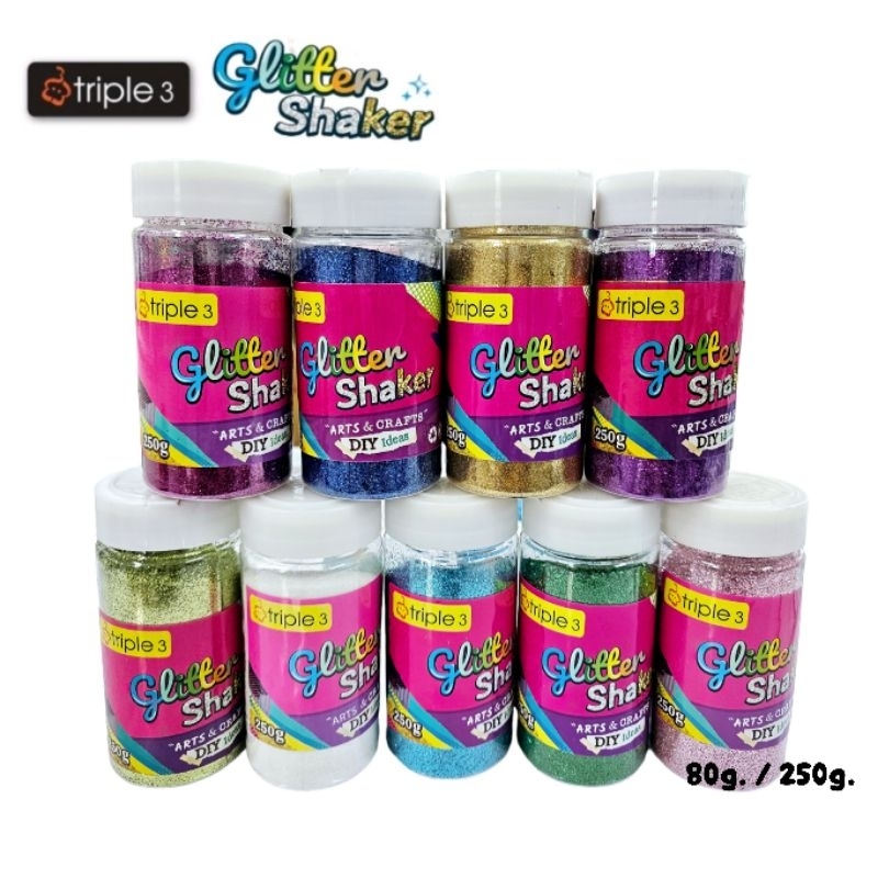 Triple3 กากเพชรหลากสี Glitter Shaker 80G
