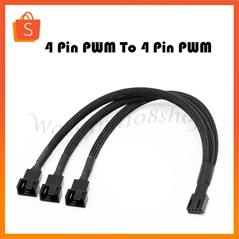 สายไฟ 4 Pin PWM To 4 Pin PWM สายถัก สำหรับเพิ่มความยาวพัดลม 4 Pin หรือต้องการแยกหัวเพิ่ม ใช้กับ 3pin