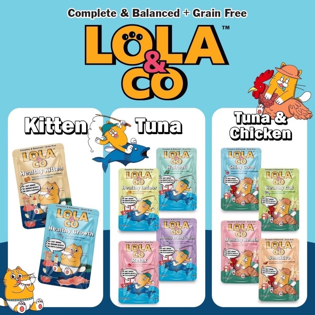 [12 ซอง] Lola & Co อาหารเปียก สูตร Complete & Balance ขนาด 80 กรัม