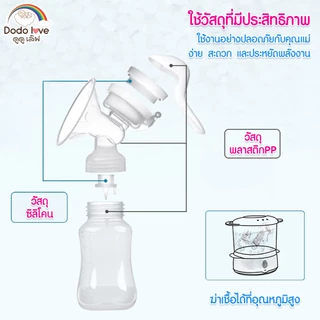 [ส่งด่วน] DoDolove เครื่องปั๊มนมแบบมือ คันโยก BPA FREE 5OZ/150ml ถอดล้างง่าย อบฆ่าเชื้อได้ ปั๊มนุ่มสบายสำหรับคุณแม่
