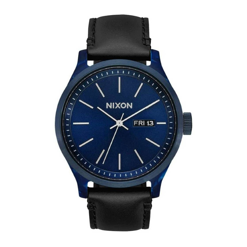 Nixon SENTRY LUXE รุ่น NXA12633168-00 นาฬิกาข้อมือผู้ชาย สายหนัง สีน้ำเงิน/ดำ หน้าปัด 42 มม.