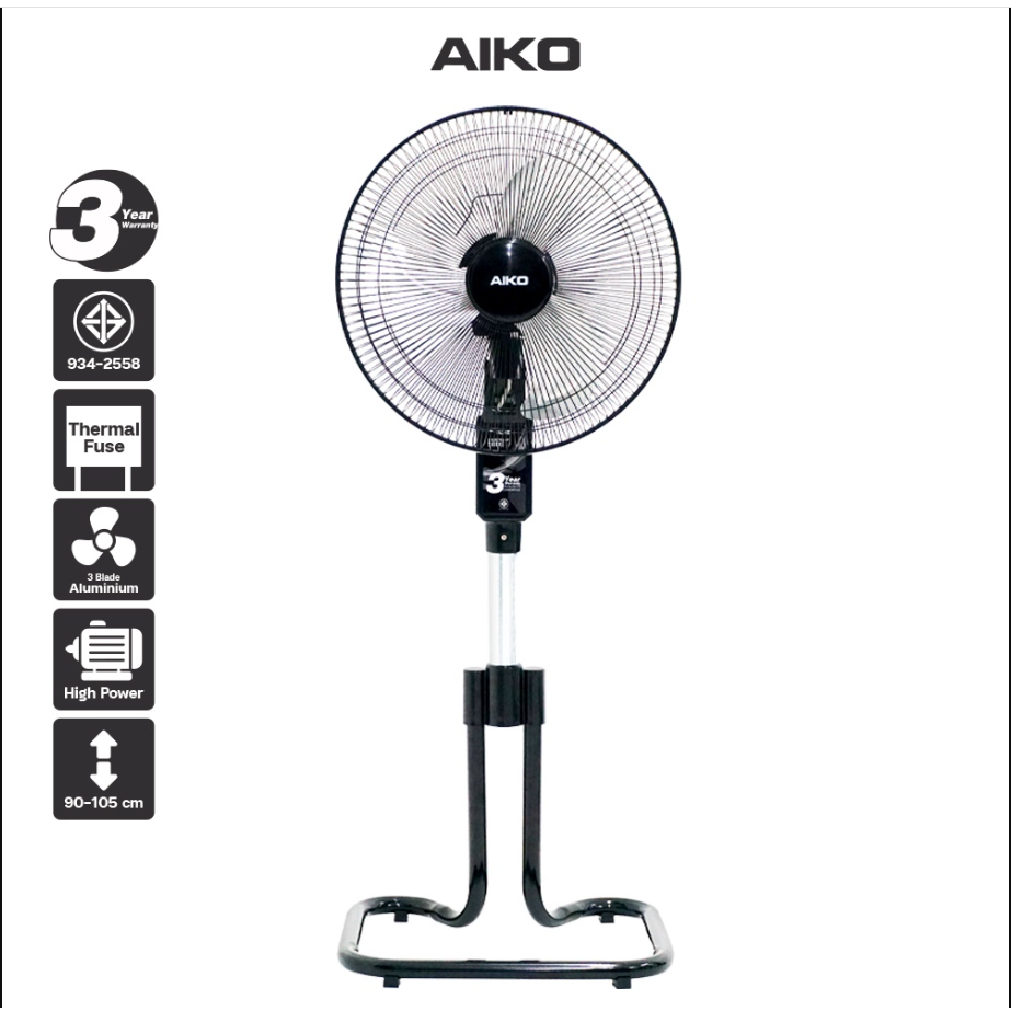 AIKO รุ่น AK-D402 พัดลม ตั้งพื้น สไลด์ เอโกะ ใบพัด อลูมิเนียม 14 นิ้ว เทอร์มอล ฟิวส์ รับประกันมอเตอร์ 3 ปี