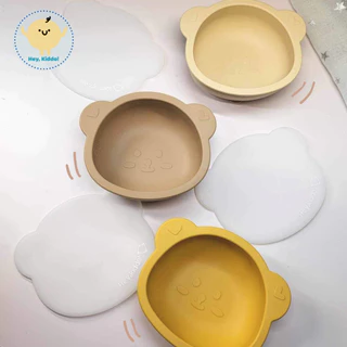 Heykiddo : ถ้วยซิลิโคนก้นดูดหมีเท็ดดี้ พร้อมฝาปิดสนิท สำหรับวัยบดป้อน และ BLW
