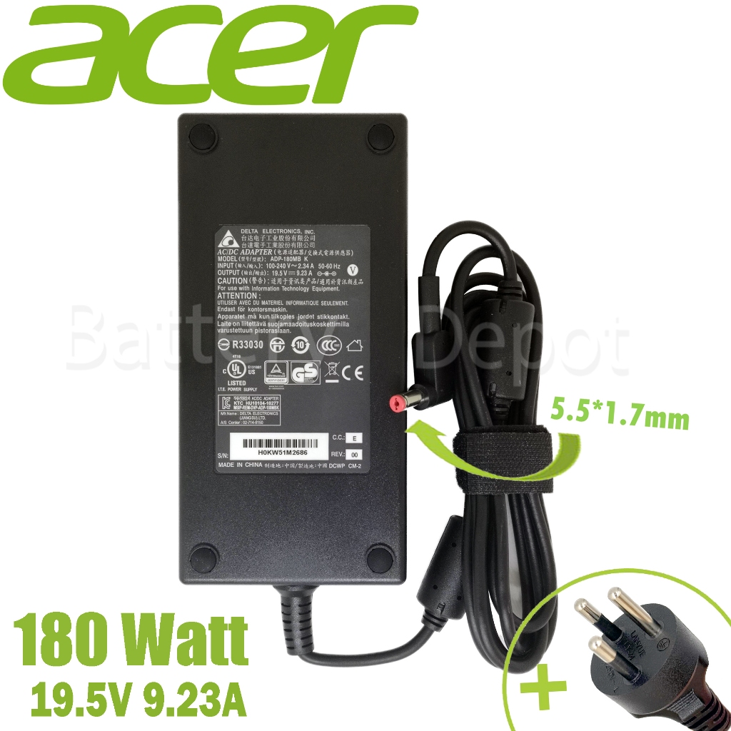 Acer Adapter ของแท้ Aspire Z3771/Predator Helios 300 PH315-51,G3-571 / Nitro 5 AN515-45, AN515-57 180w 5.5 สายชาร์ท Acer