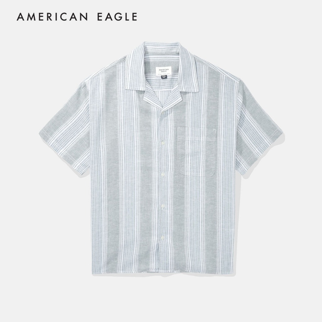 American Eagle Oversized Camp Collar Striped Shirt เสื้อเชิ้ต ผู้ชาย (EMSH 015-2518-309)