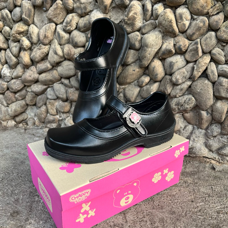 [ลูกค้าใหม่ราคา 1 บาท]🍀รองเท้านักเรียนผู้หญิง🍀หนังดำเด็กโต ลายหมีแคร์แบร์  Care 