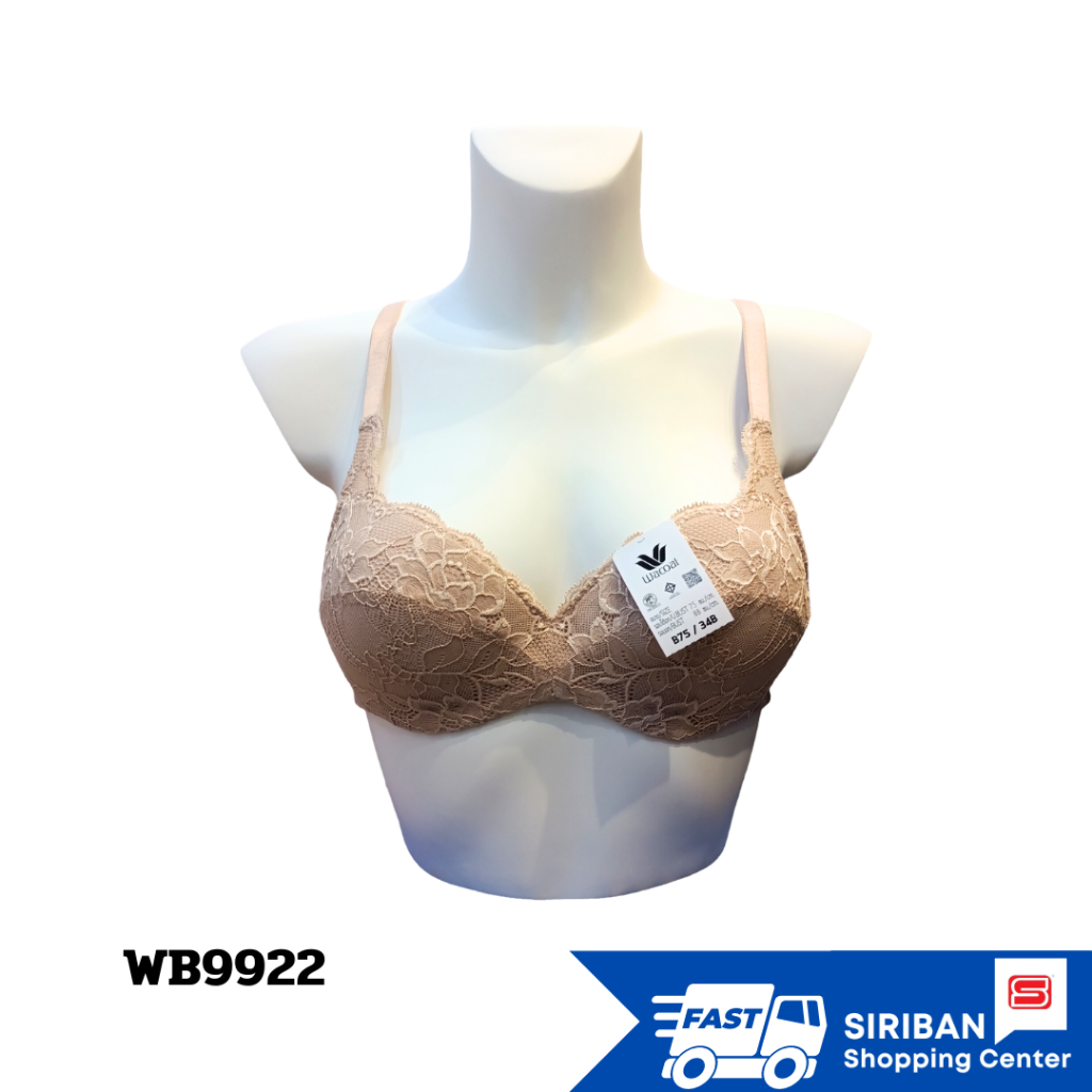 WACOAL รุ่น WB9922 เสื้อชั้นในมีโครง 2 ตะขอ ลายลูกไม้ ไม่เสริมฟองน้ำ(B70-E85)